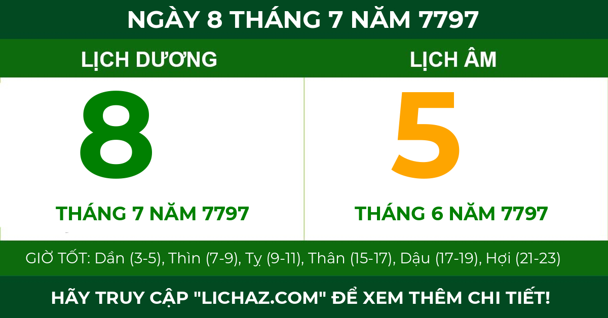 lịch âm ngày 8 tháng 7 năm 7797