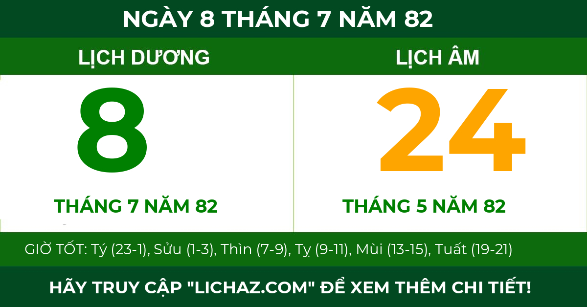 lịch âm ngày 8 tháng 7 năm 82