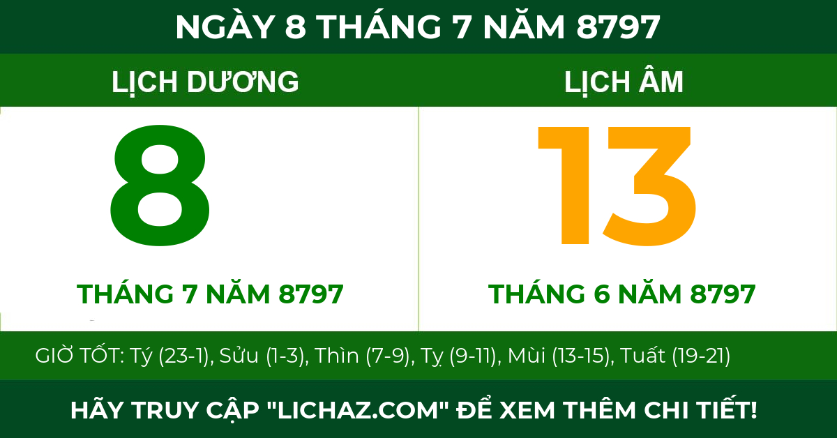 lịch âm ngày 8 tháng 7 năm 8797