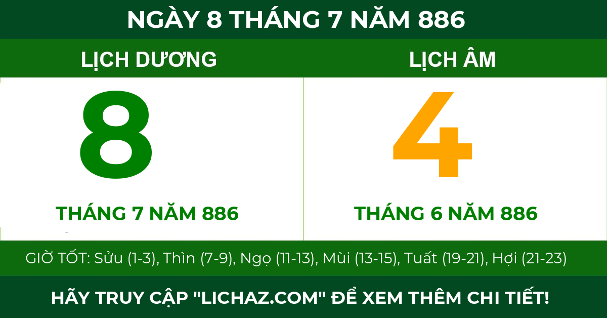 lịch âm ngày 8 tháng 7 năm 886