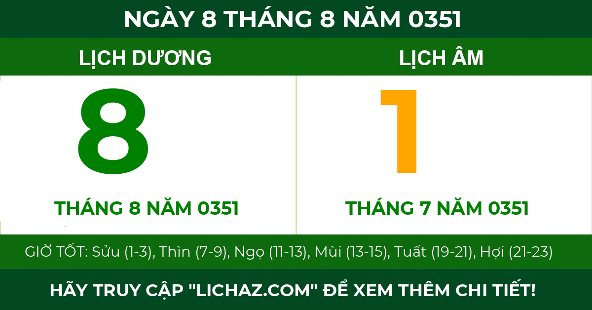 lịch âm ngày 8 tháng 8 năm 0351