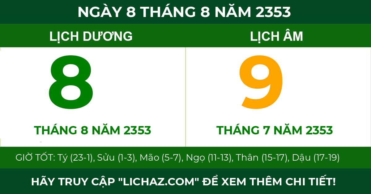 lịch âm ngày 8 tháng 8 năm 2353