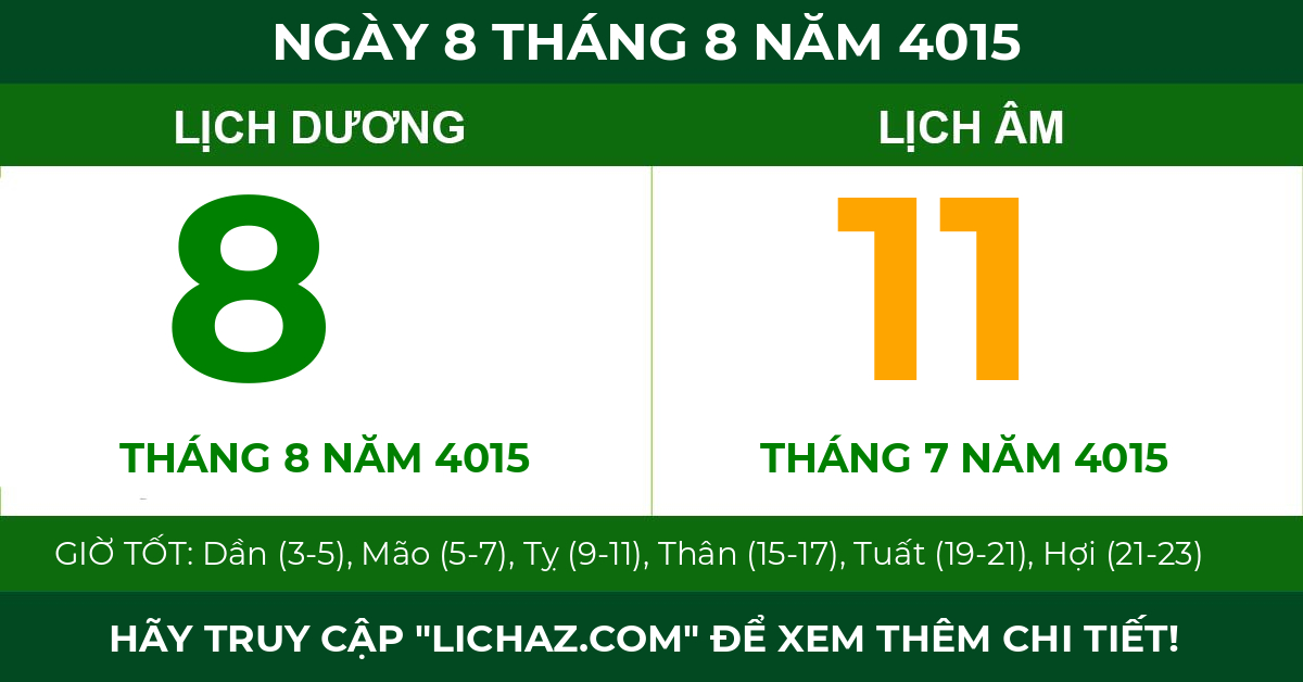 lịch âm ngày 8 tháng 8 năm 4015