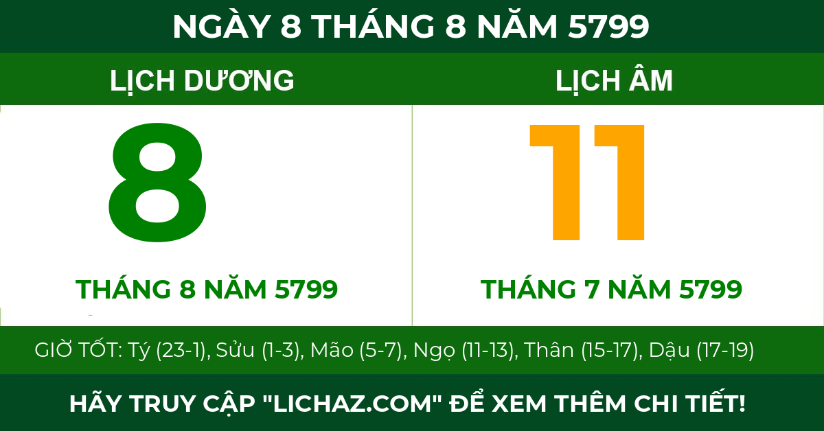 lịch âm ngày 8 tháng 8 năm 5799