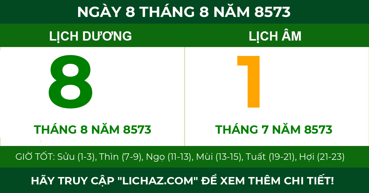 lịch âm ngày 8 tháng 8 năm 8573