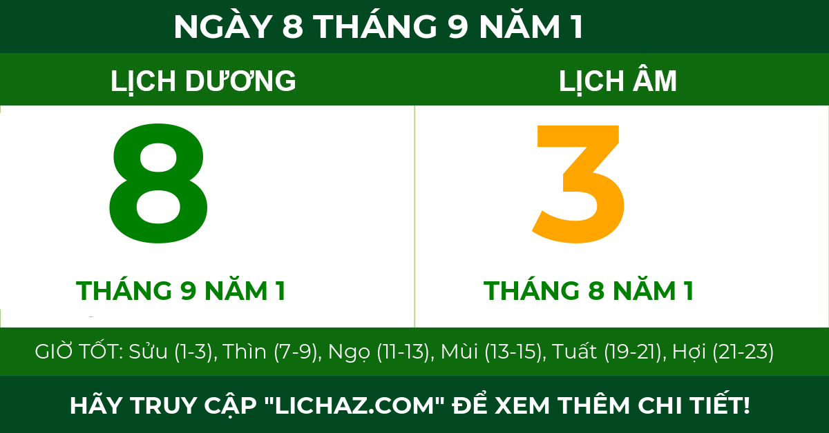 lịch âm ngày 8 tháng 9 năm 1