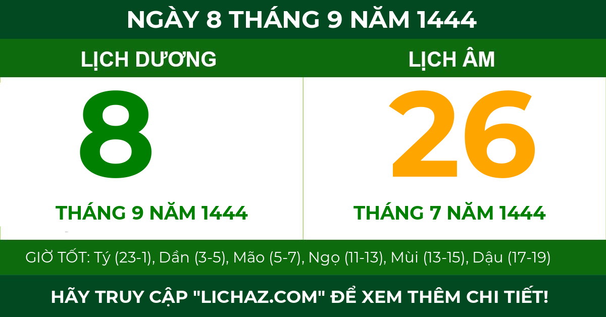 lịch âm ngày 8 tháng 9 năm 1444