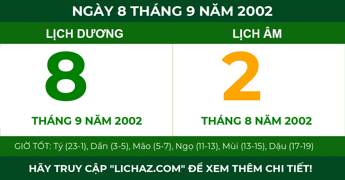 lịch âm ngày 8 tháng 9 năm 2002