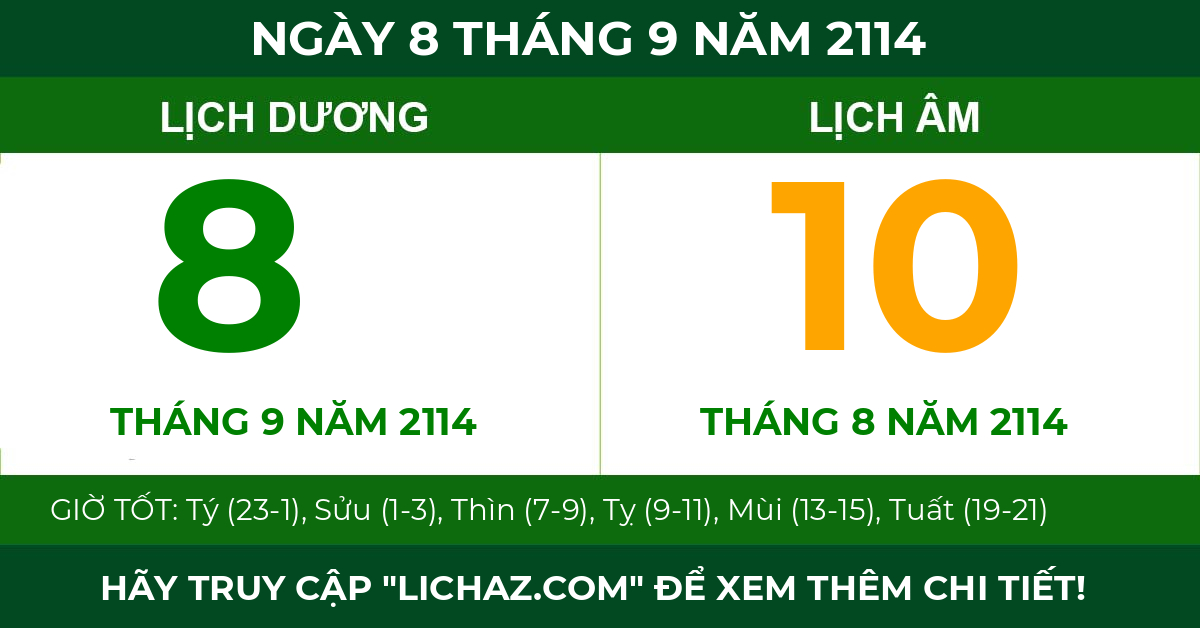 lịch âm ngày 8 tháng 9 năm 2114