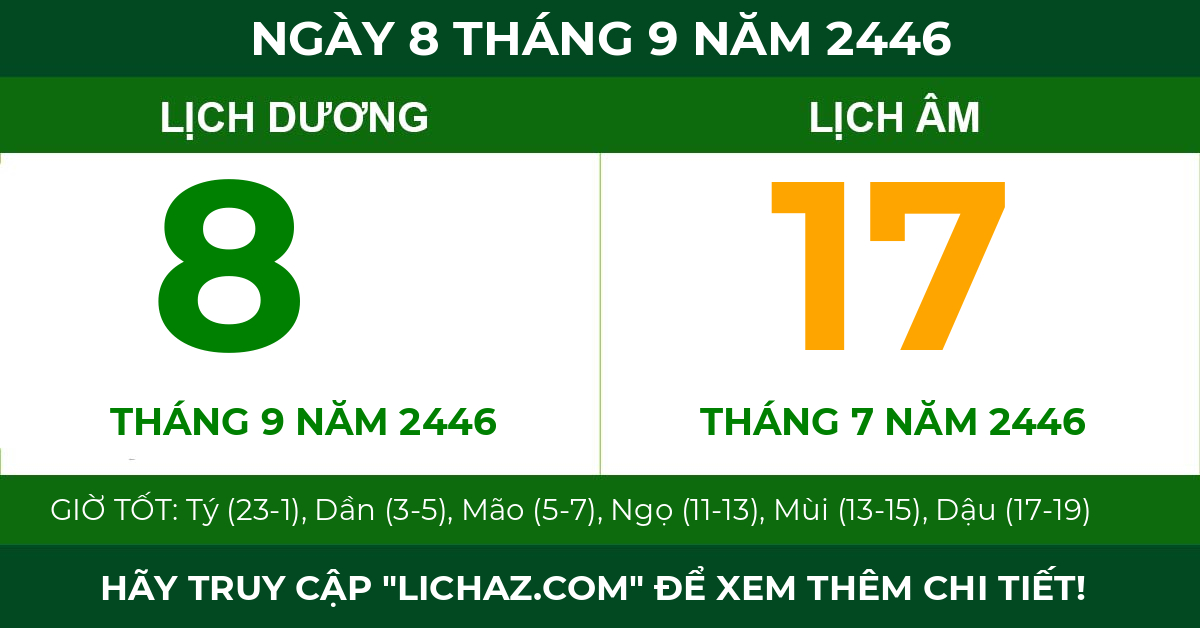 lịch âm ngày 8 tháng 9 năm 2446