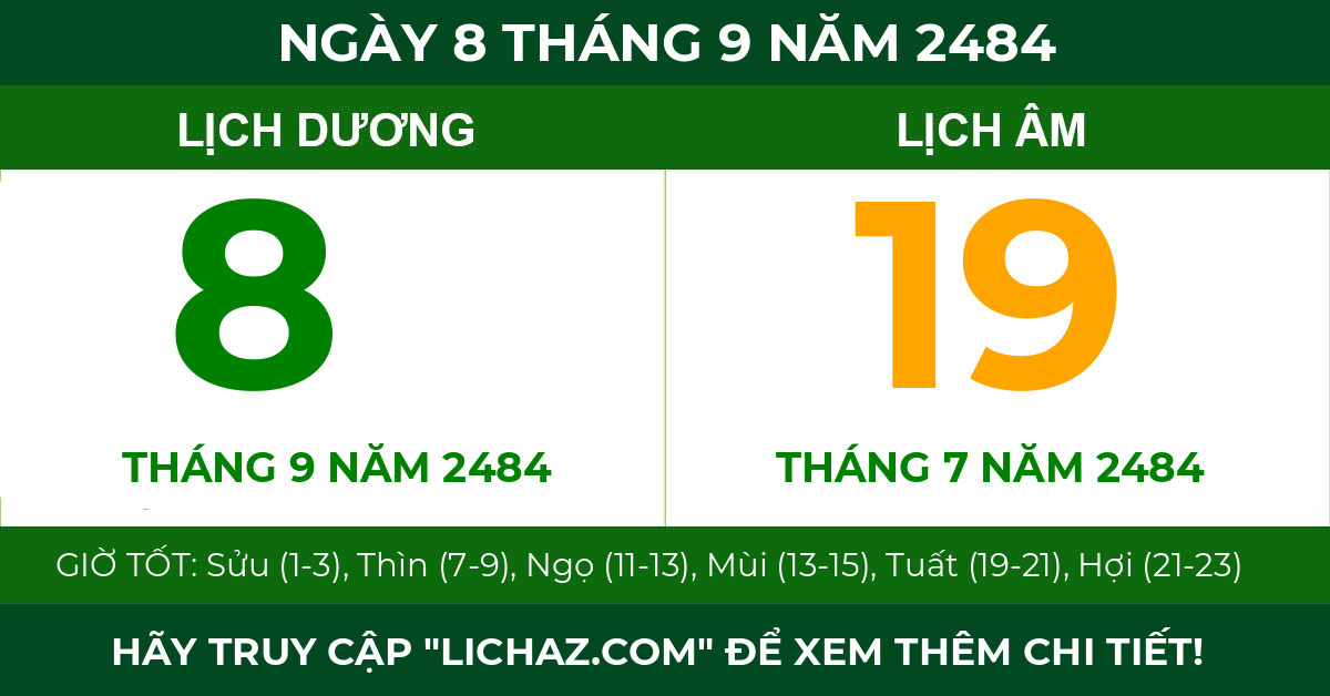 lịch âm ngày 8 tháng 9 năm 2484