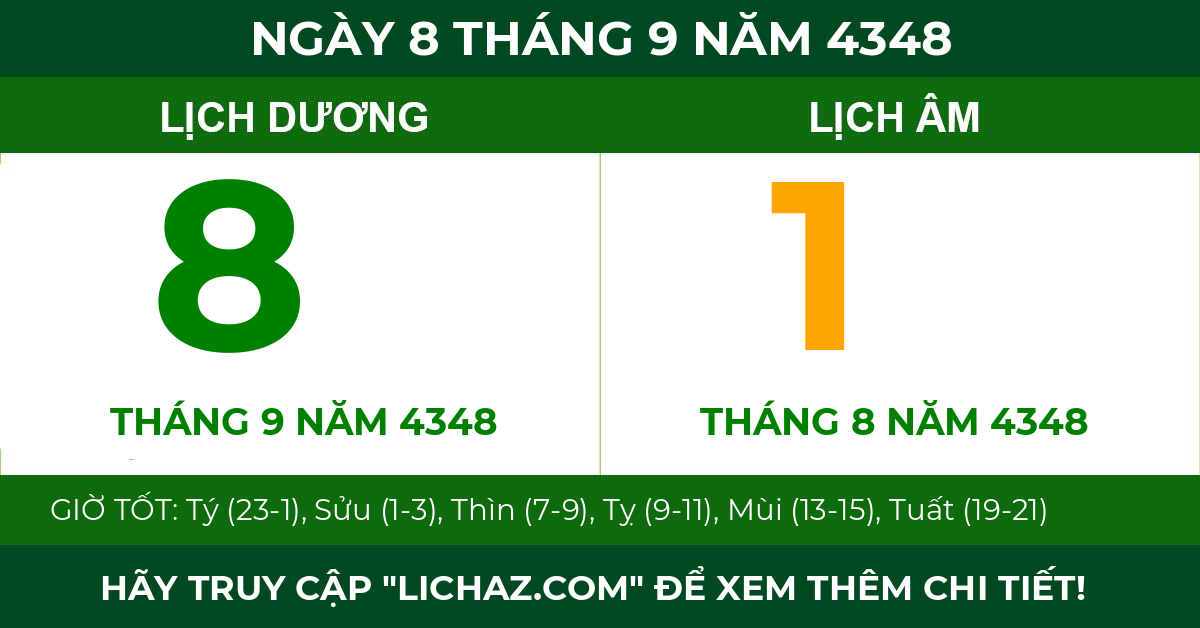 lịch âm ngày 8 tháng 9 năm 4348