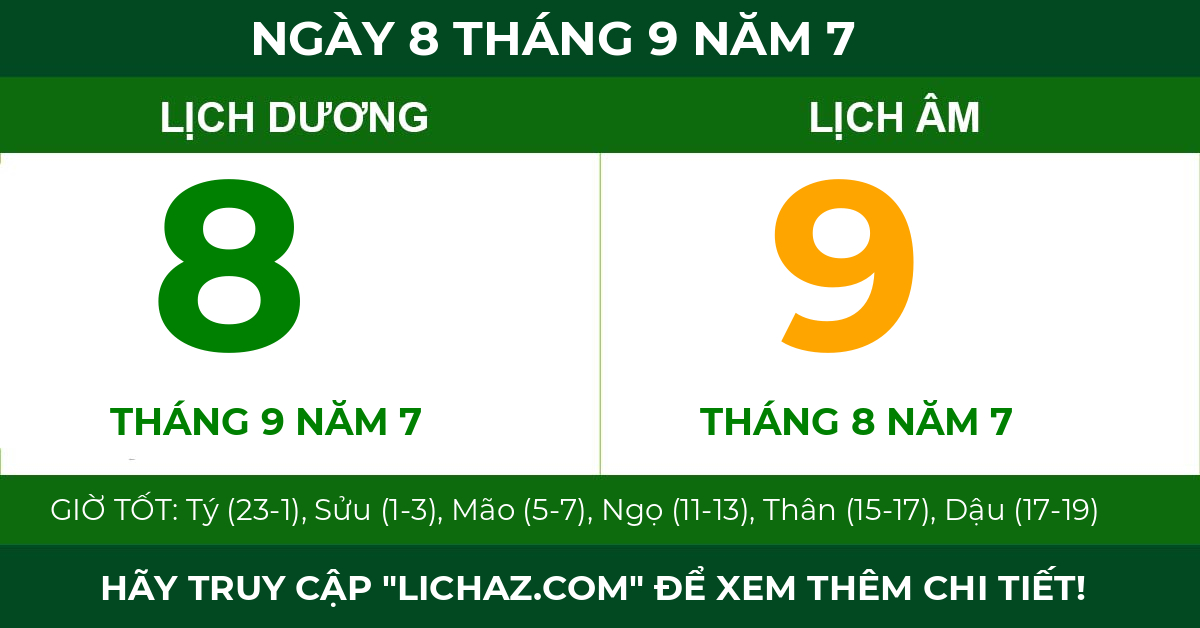 lịch âm ngày 8 tháng 9 năm 7