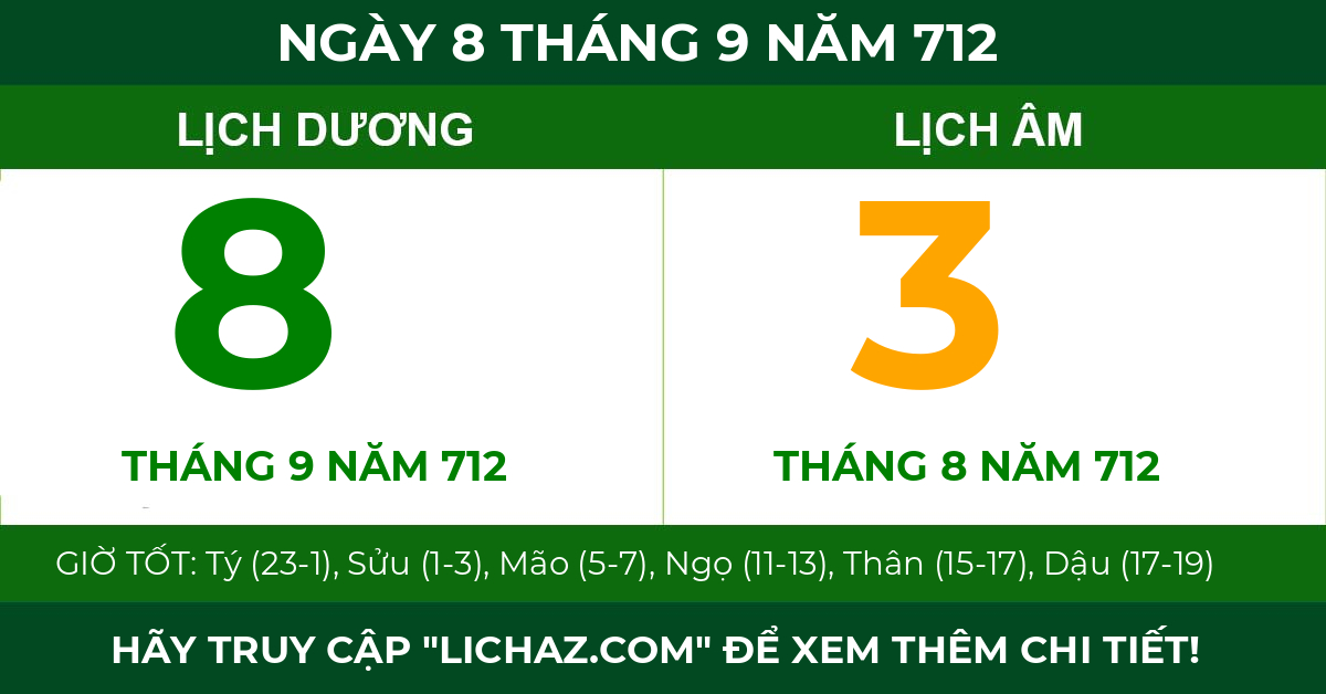 lịch âm ngày 8 tháng 9 năm 712