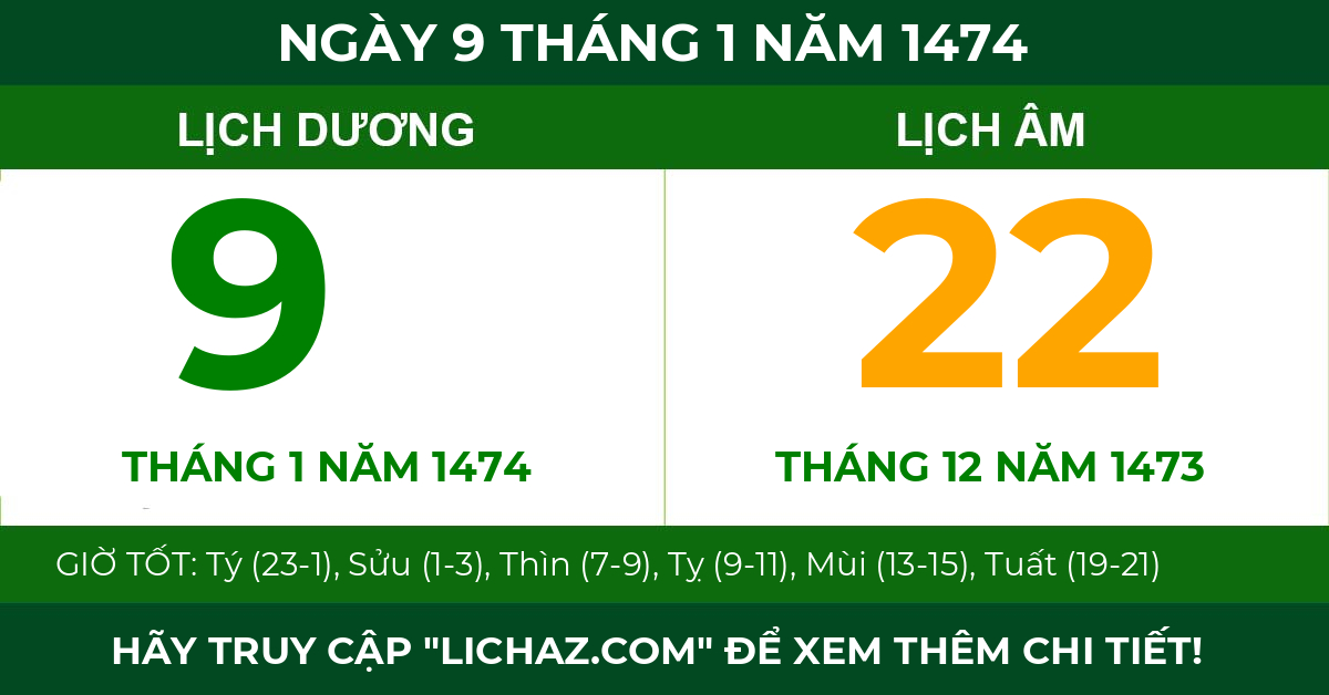 lịch âm ngày 9 tháng 1 năm 1474