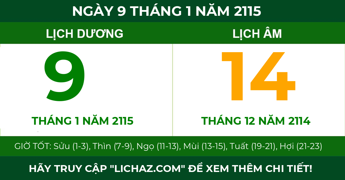 lịch âm ngày 9 tháng 1 năm 2115