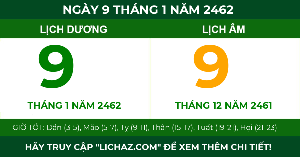 lịch âm ngày 9 tháng 1 năm 2462