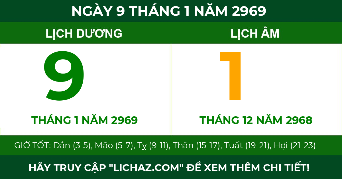 lịch âm ngày 9 tháng 1 năm 2969