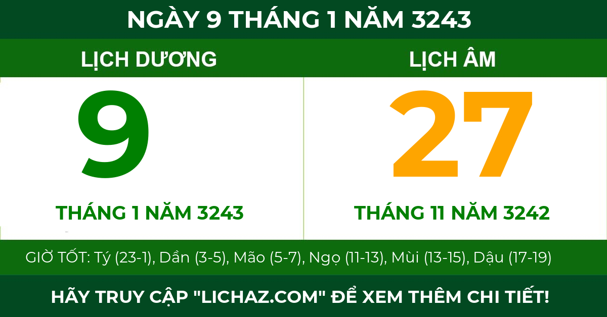 lịch âm ngày 9 tháng 1 năm 3243