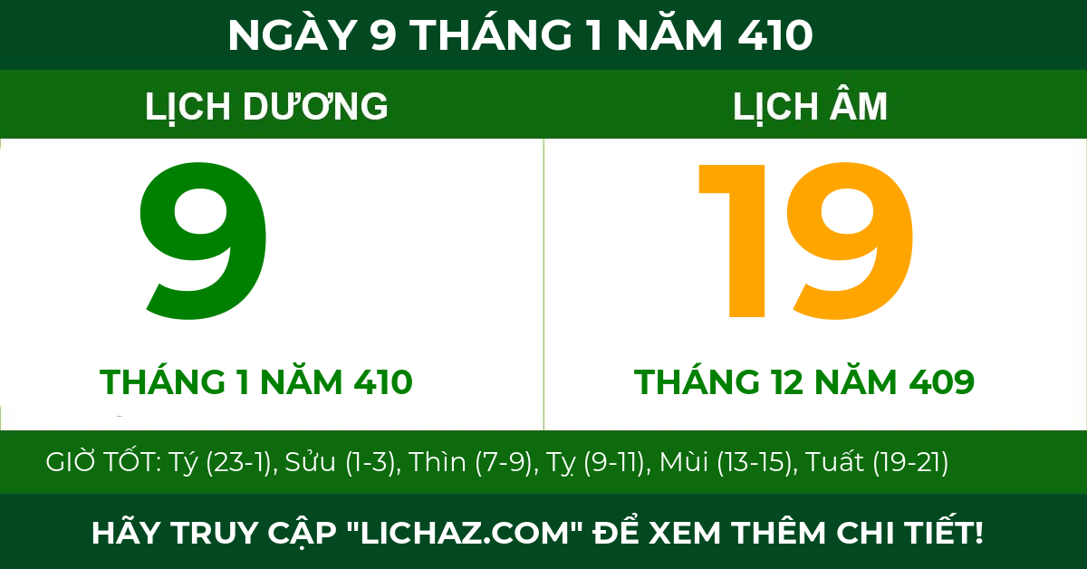 lịch âm ngày 9 tháng 1 năm 410