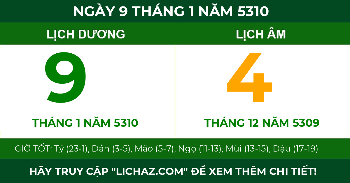 lịch âm ngày 9 tháng 1 năm 5310