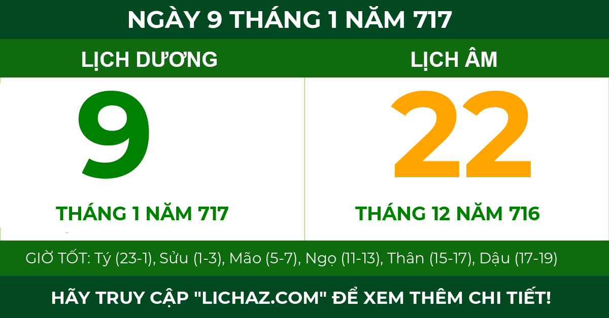 lịch âm ngày 9 tháng 1 năm 717