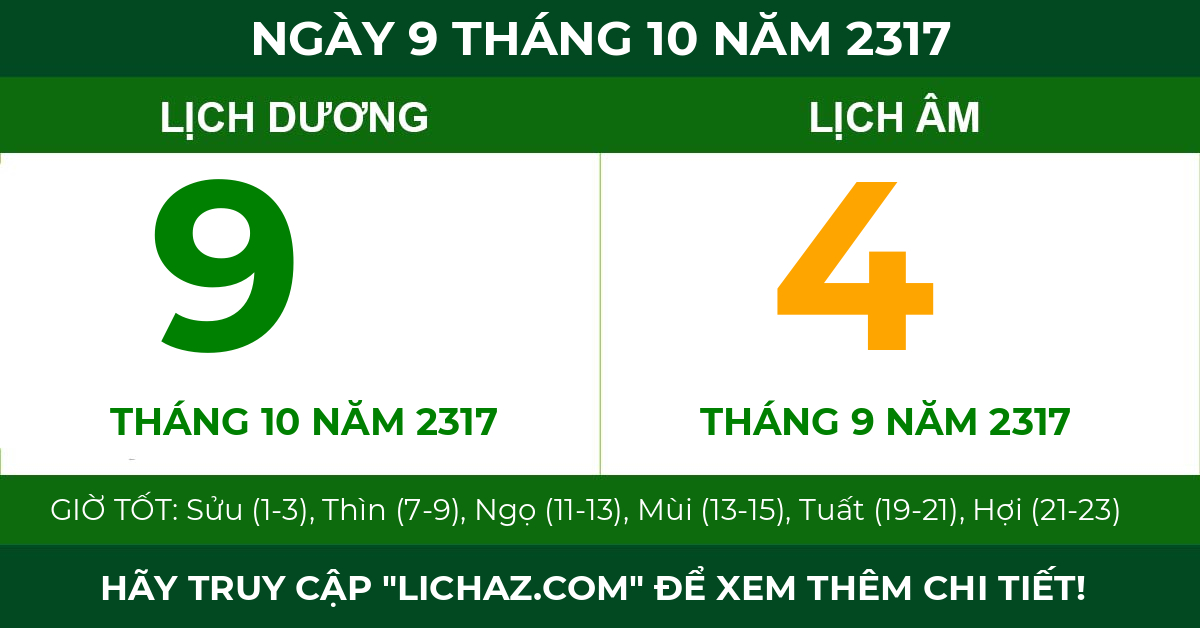 lịch âm ngày 9 tháng 10 năm 2317