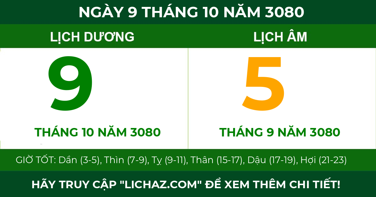 lịch âm ngày 9 tháng 10 năm 3080