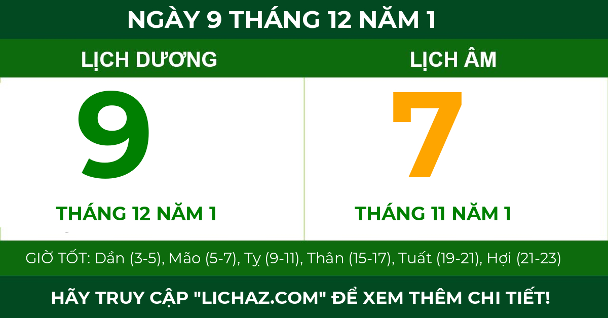 lịch âm ngày 9 tháng 12 năm 1