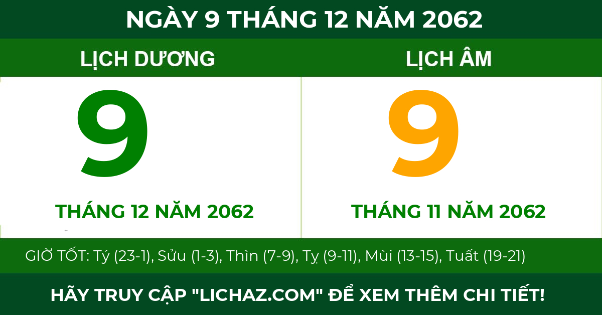 lịch âm ngày 9 tháng 12 năm 2062