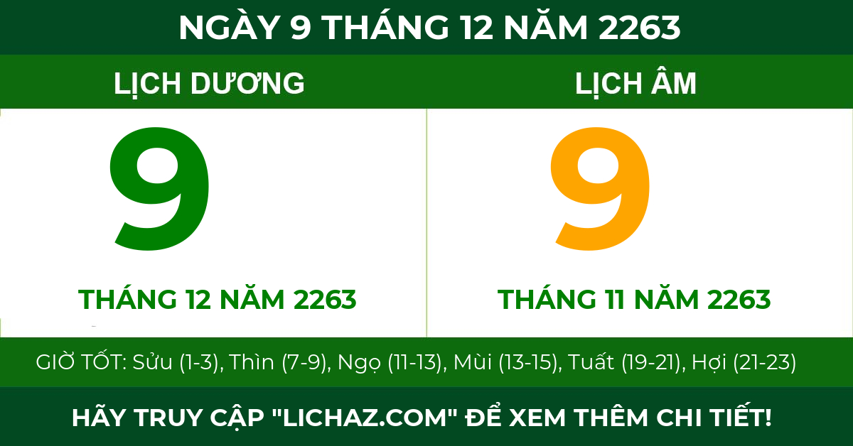 lịch âm ngày 9 tháng 12 năm 2263