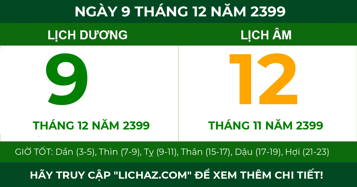 lịch âm ngày 9 tháng 12 năm 2399