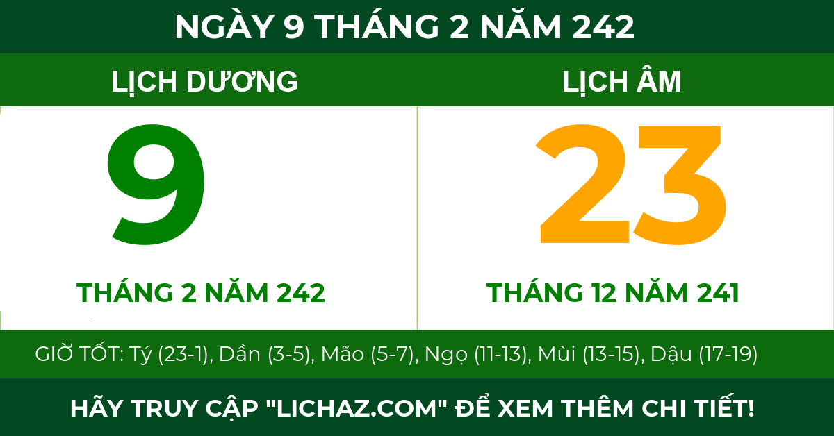 lịch âm ngày 9 tháng 2 năm 242
