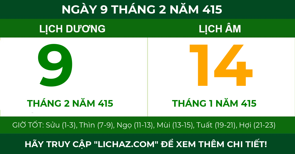 lịch âm ngày 9 tháng 2 năm 415