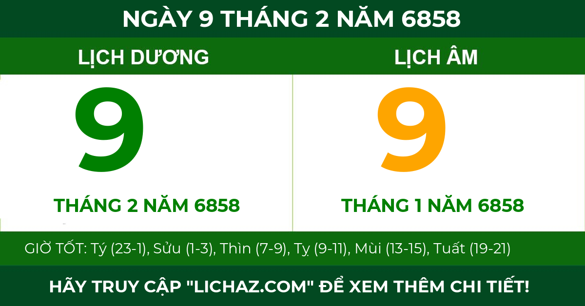 lịch âm ngày 9 tháng 2 năm 6858