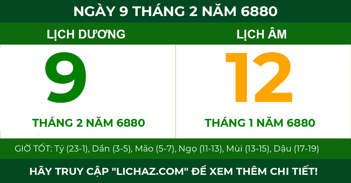 lịch âm ngày 9 tháng 2 năm 6880