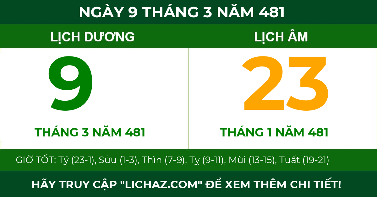 lịch âm ngày 9 tháng 3 năm 481