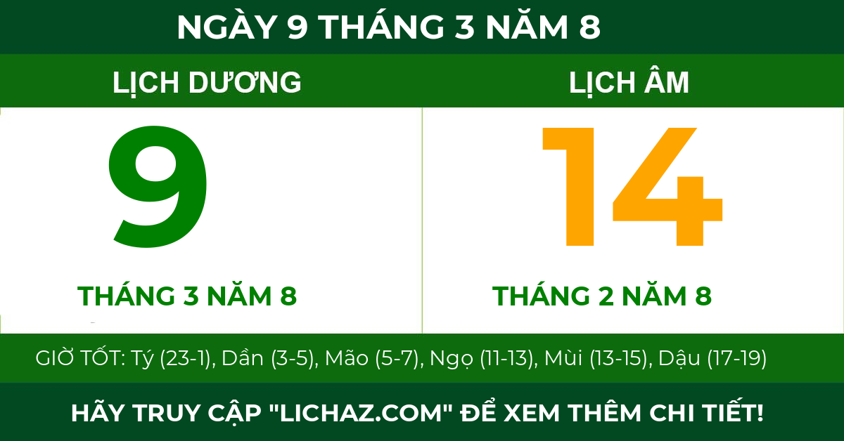 lịch âm ngày 9 tháng 3 năm 8