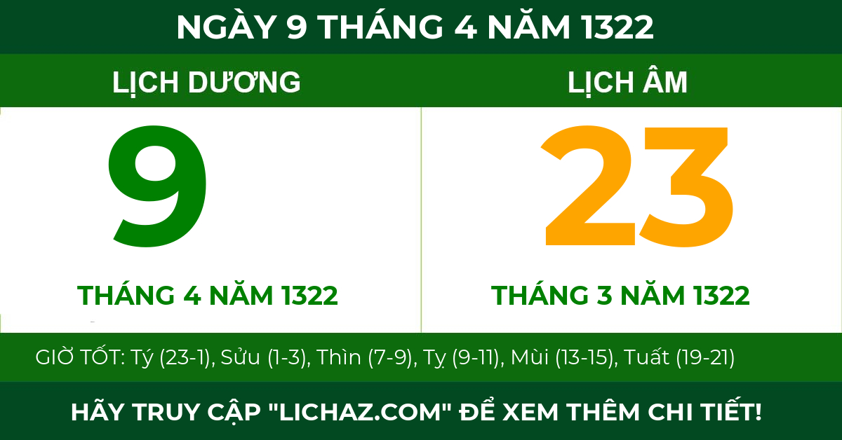 lịch âm ngày 9 tháng 4 năm 1322