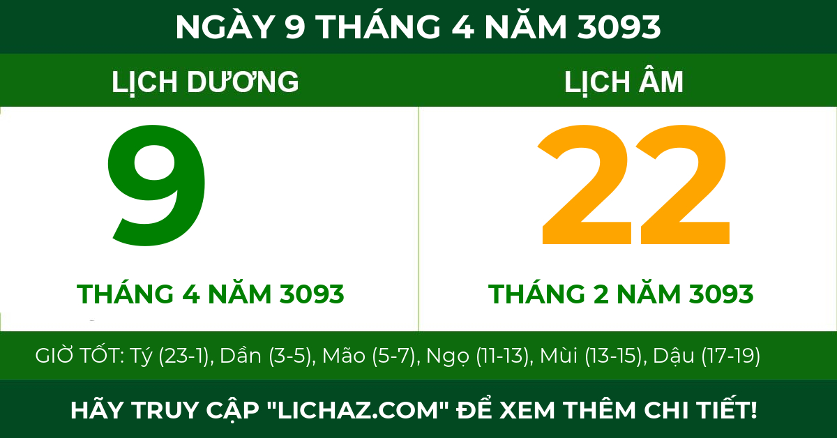 lịch âm ngày 9 tháng 4 năm 3093