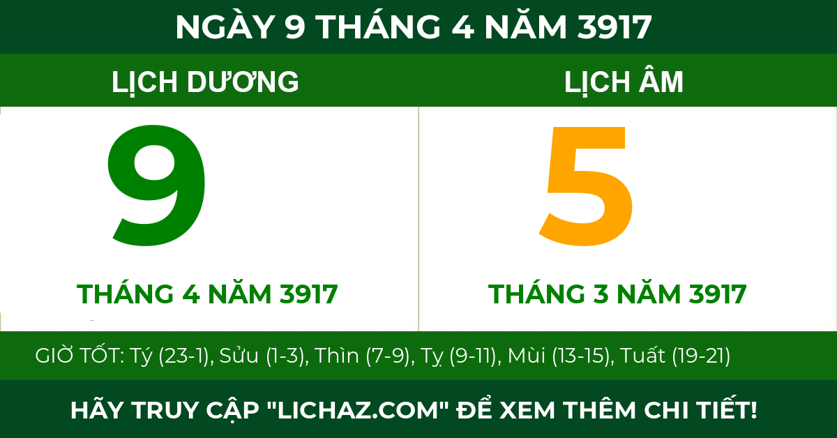 lịch âm ngày 9 tháng 4 năm 3917
