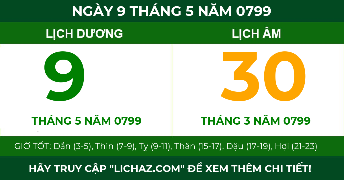 lịch âm ngày 9 tháng 5 năm 0799