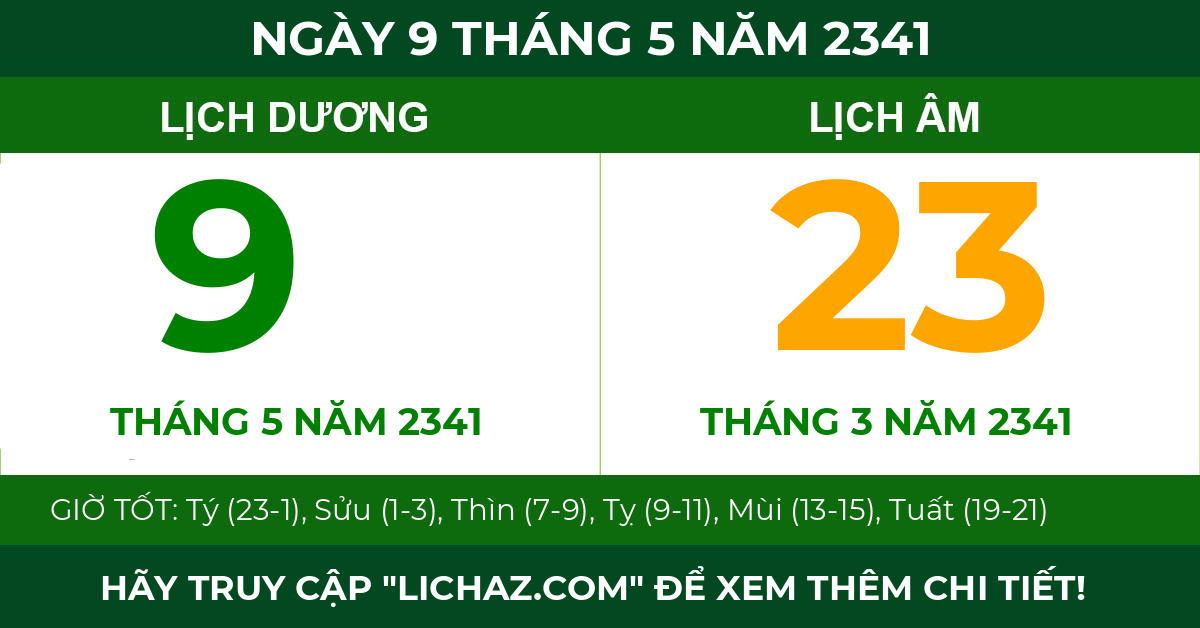 lịch âm ngày 9 tháng 5 năm 2341