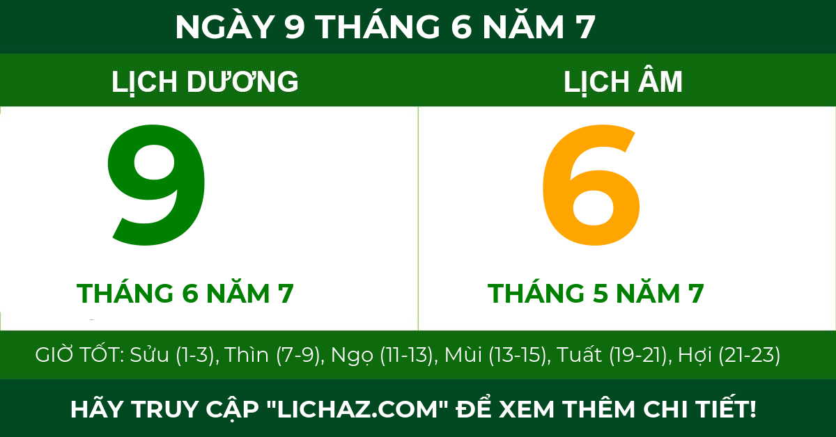 lịch âm ngày 9 tháng 6 năm 7