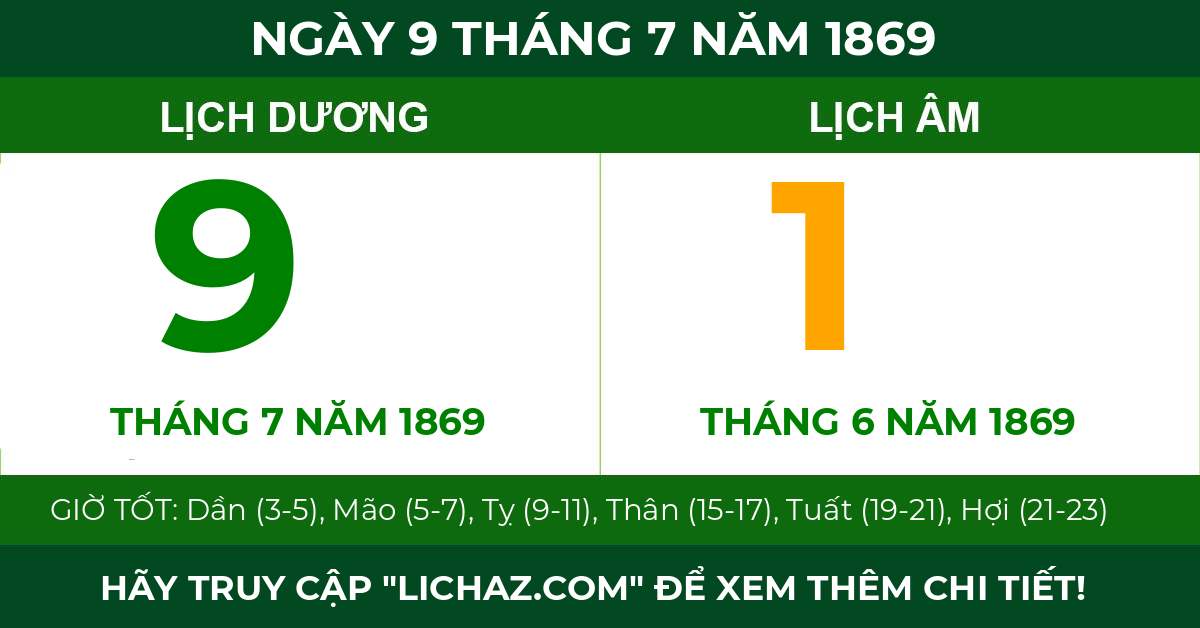 lịch âm ngày 9 tháng 7 năm 1869