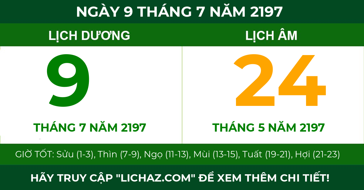 lịch âm ngày 9 tháng 7 năm 2197