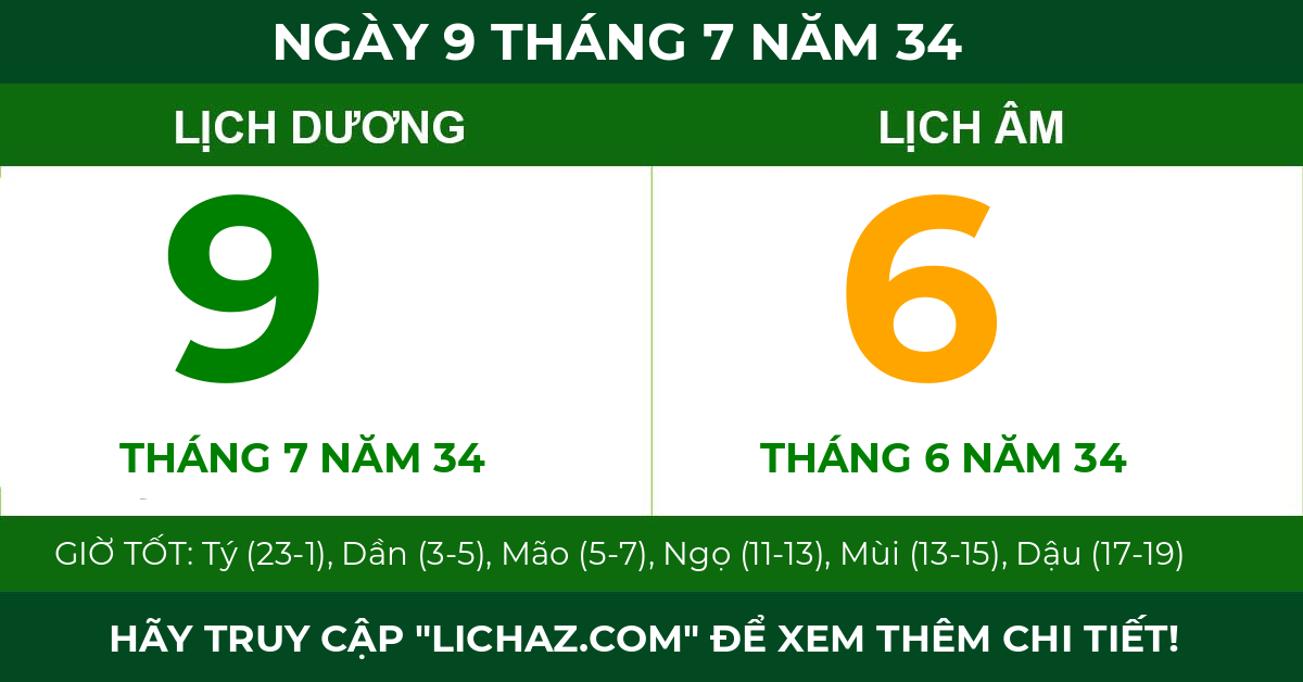 lịch âm ngày 9 tháng 7 năm 34
