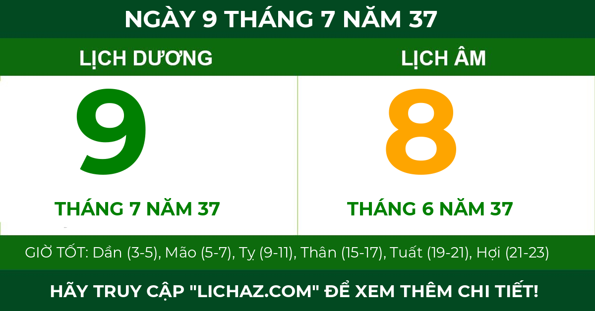 lịch âm ngày 9 tháng 7 năm 37