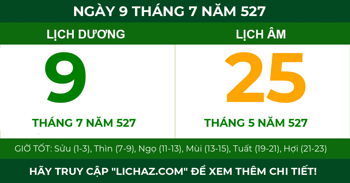 lịch âm ngày 9 tháng 7 năm 527