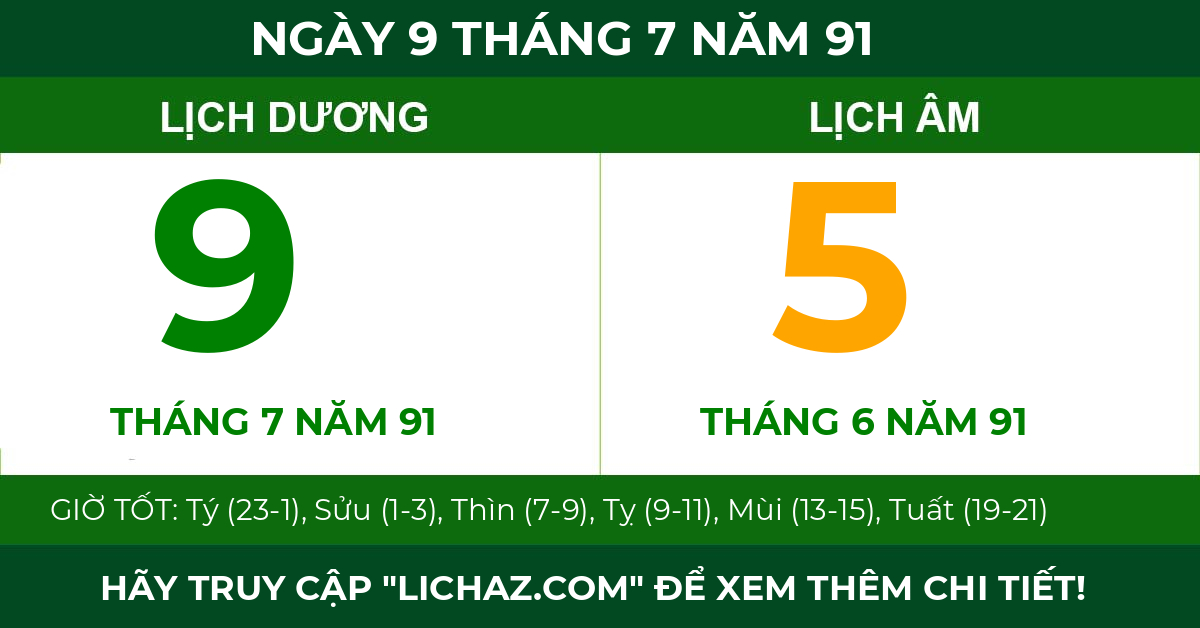 lịch âm ngày 9 tháng 7 năm 91